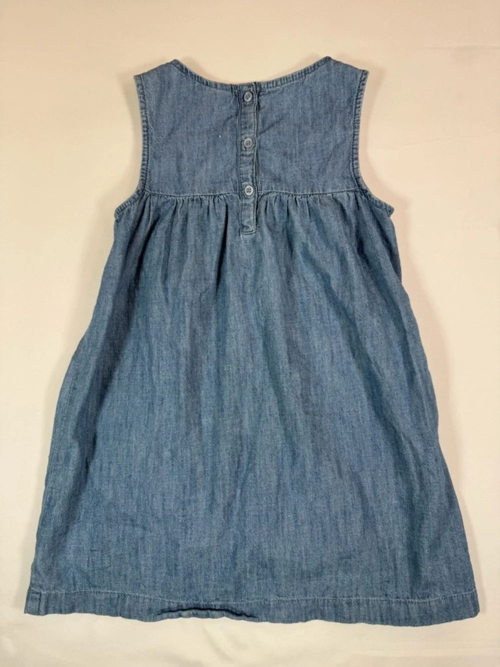 GAP Denim Girls 6-7 Embroidered Chambray Dress‎ Floral Boho Summer Cottagecore